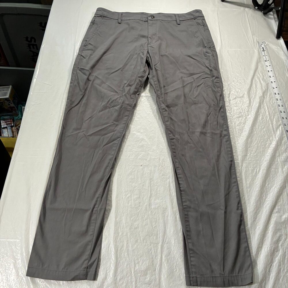 birddogs Performance Mens 34x32 (35x31) Slim Gray Woven Stretch Lined Chino Pant